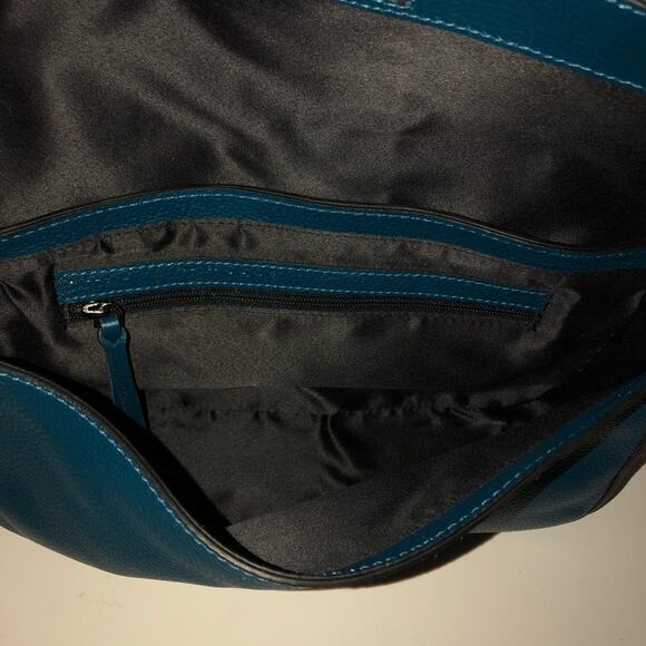 T Tahari Teal Frida Leather Shoulder Bag Baguette Blue - Picture 6 of 8